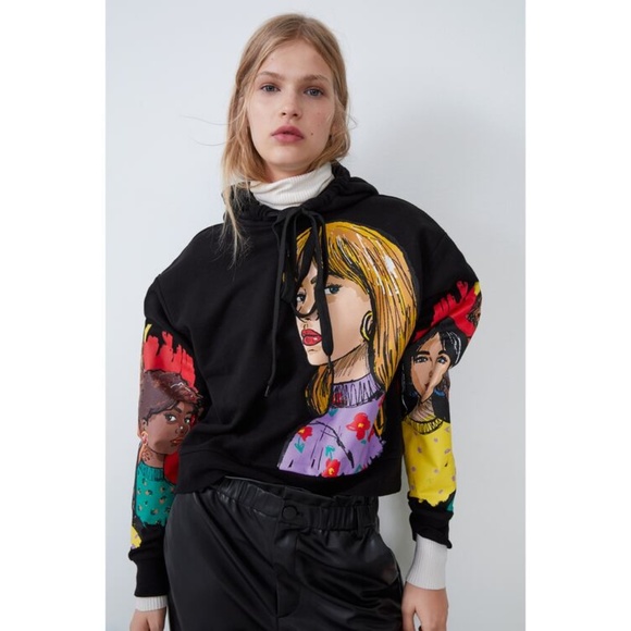 ZARA GIRL PRINTED HOODIE SWEATSHIRT - Picture 2 of 8
